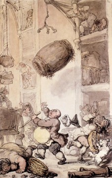Thomas Rowlandson Painting - A Fall In Beer caricature Thomas Rowlandson